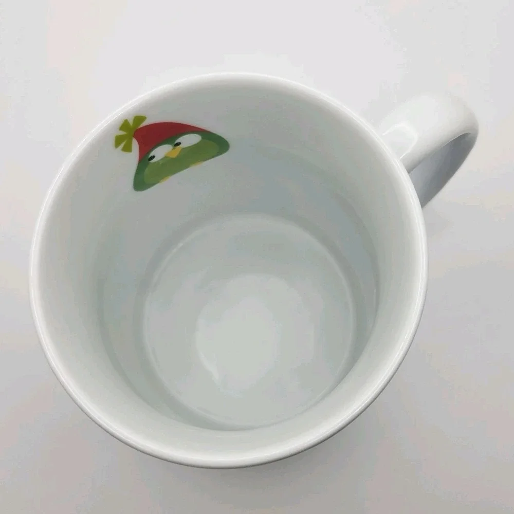 Pier 1 Happy Holidays Stoneware Coffee Mug Blue Owl Christmas Whimsical Cozy‎